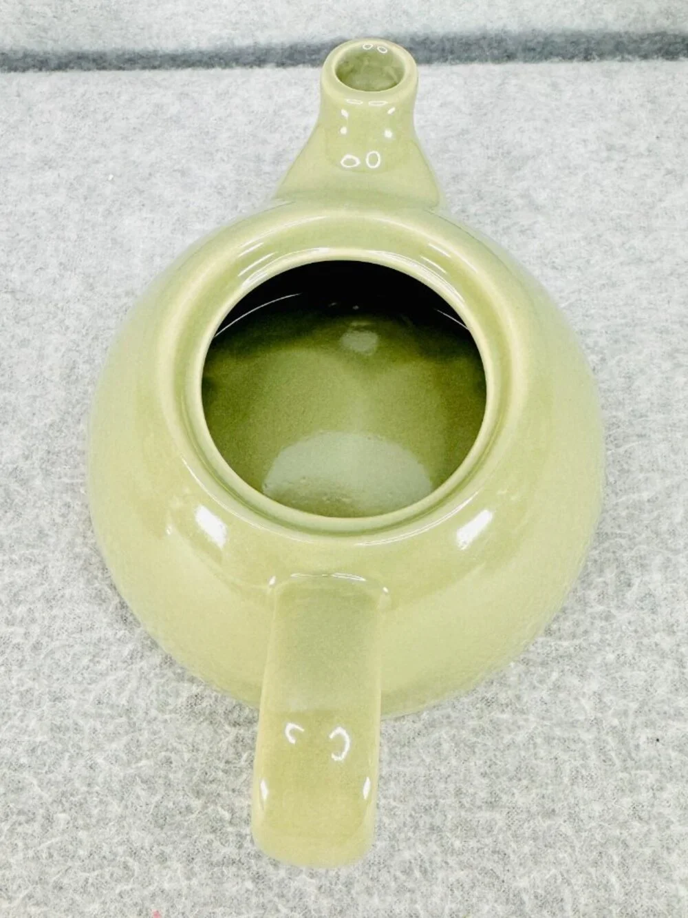 Pier 1 Tea For One Stoneware Stacking Cup and Teapot w Lid Green